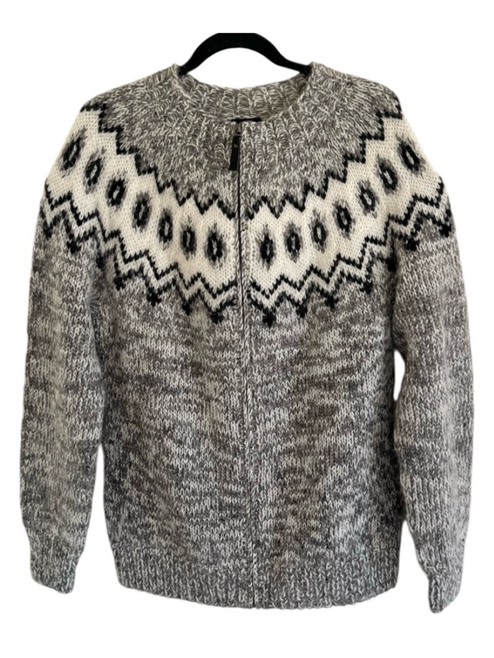 Icewear Hulda Gray Icelandic Wool Sweater With Zipper Cardigan NWT Large